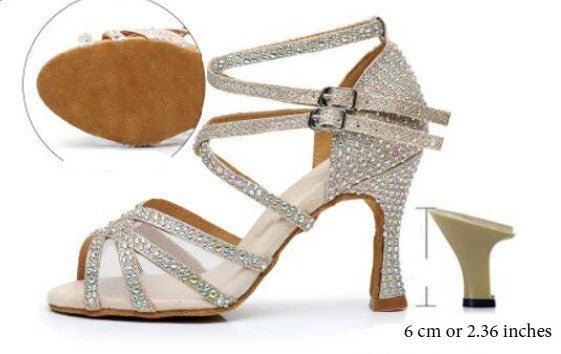 Dynamite Satin Rhinestone Soft Bottom Ballroom Dance Shoes - My She Shop