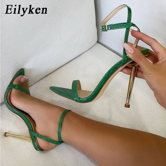 EILYKEN Envy Open Pointed Toe Super High Heel Ankle Strap Shoes - My She Shop