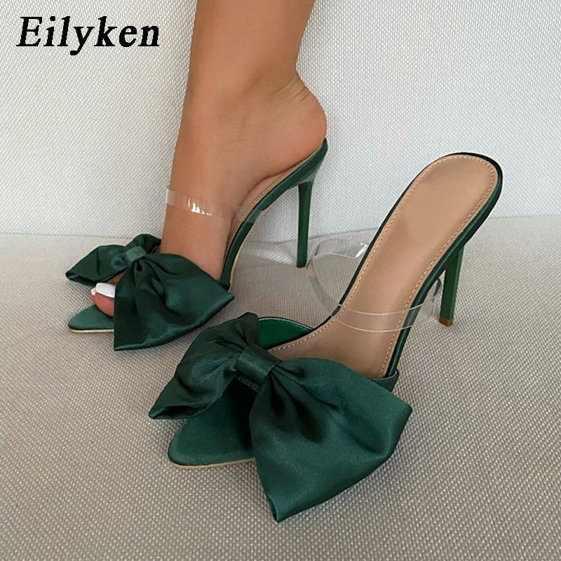 EILYKEN Silk Mule Style High Thin Heel Shoes - My She Shop