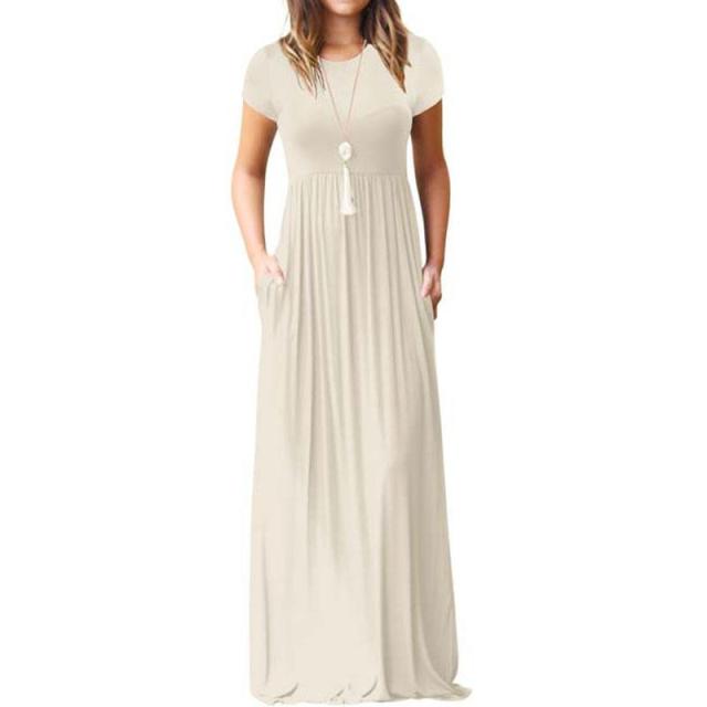 EPIPHLULU Lovely Short Sleeve Pocket Maxi Dress - My She Shop