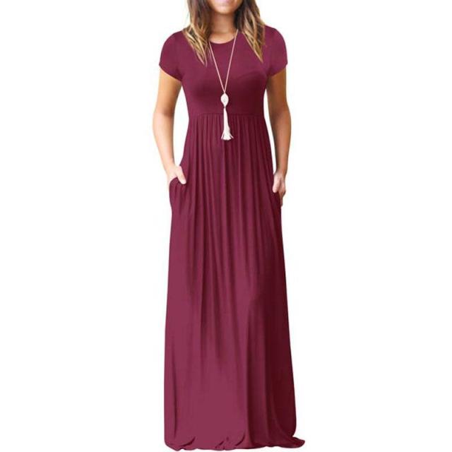 EPIPHLULU Lovely Short Sleeve Pocket Maxi Dress - My She Shop