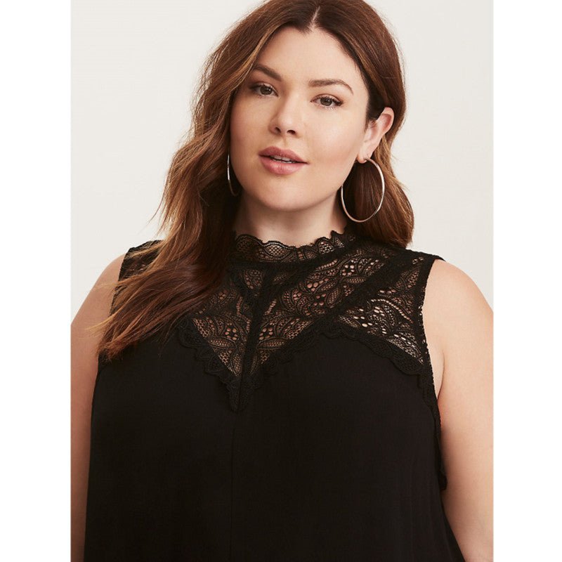 Exquisite Poly-Spandex Blend Lace Plus Size Top - My She Shop