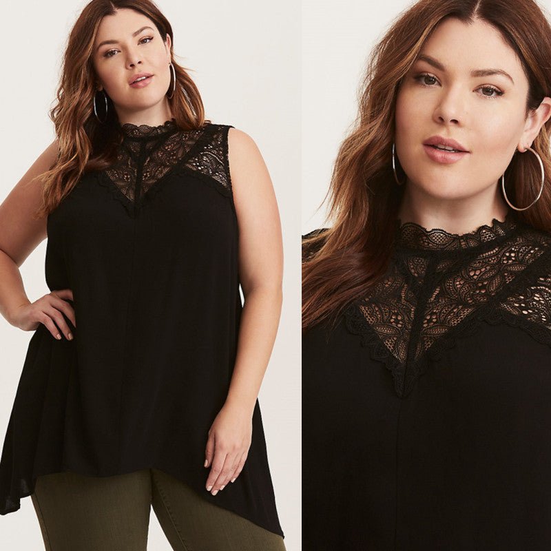 Exquisite Poly-Spandex Blend Lace Plus Size Top - My She Shop