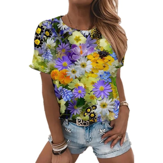 Fabulous Floral Multi-Choice Poly-Spandex Blend Pullover Shirt - My She Shop