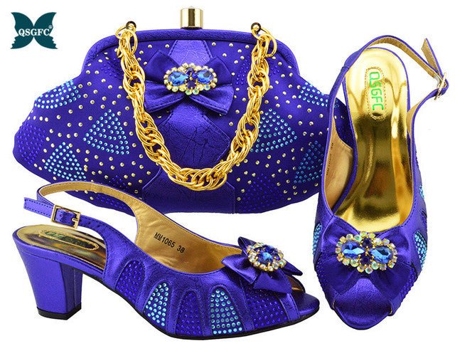 Fabulous Italian Design Peep Toe Slingback Mid Heel Shoes with Matching Bag - My She Shop