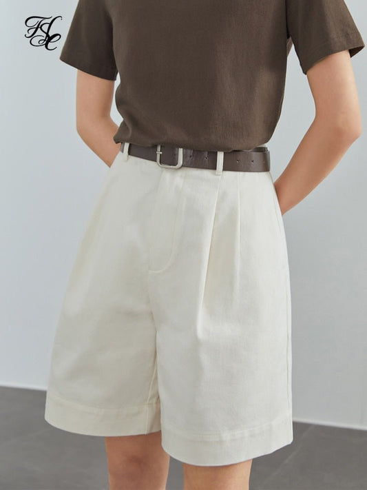 FANSILANEN High Waist Cotton Belted Shorts - My She Shop