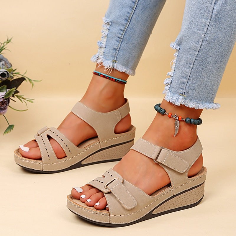 FUNMARS Sweet Slip-on Low Wedge Sandal Shoes - My She Shop