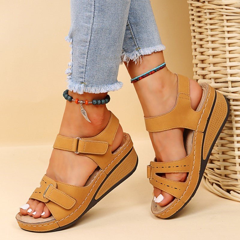 FUNMARS Sweet Slip-on Low Wedge Sandal Shoes - My She Shop