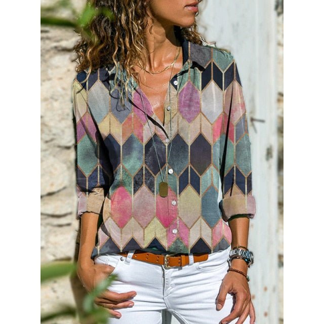 GEFEVOQE Poly Button-Down Shirt - My She Shop