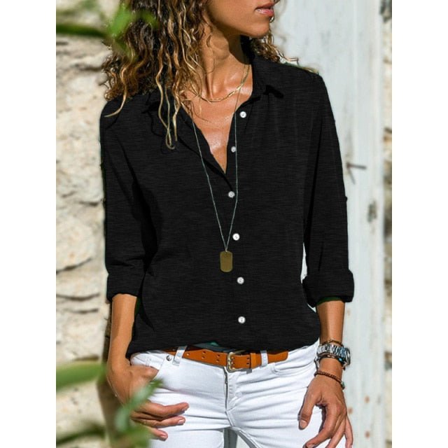 GEFEVOQE Poly Button-Down Shirt - My She Shop