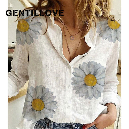 GENTILOVE Long Sleeve Button Down Casual Cotton Loose Shirt - My She Shop