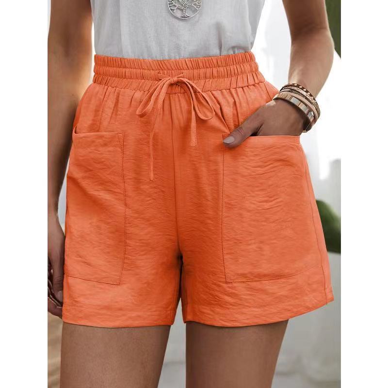 HALLOLILLA Drawstring Cotton Linen Pocket Shorts - My She Shop