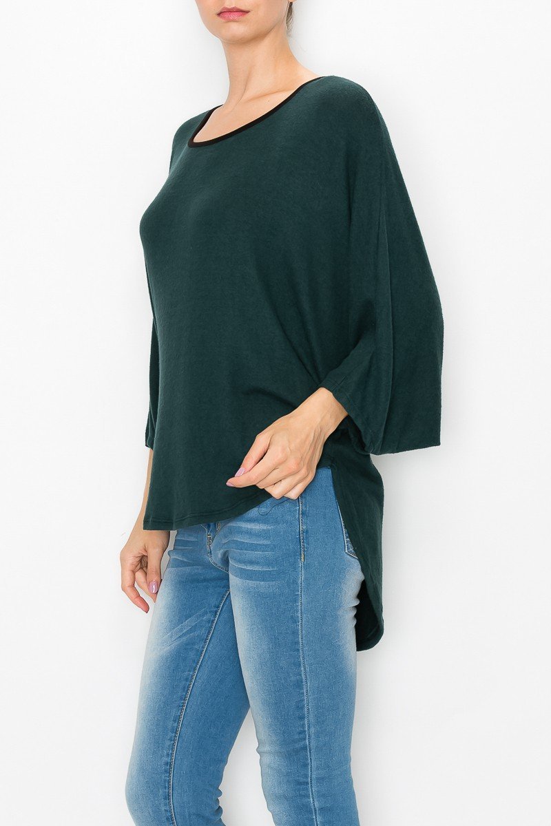 High and Low Round Neck Tunic Top - Green - My She Shop