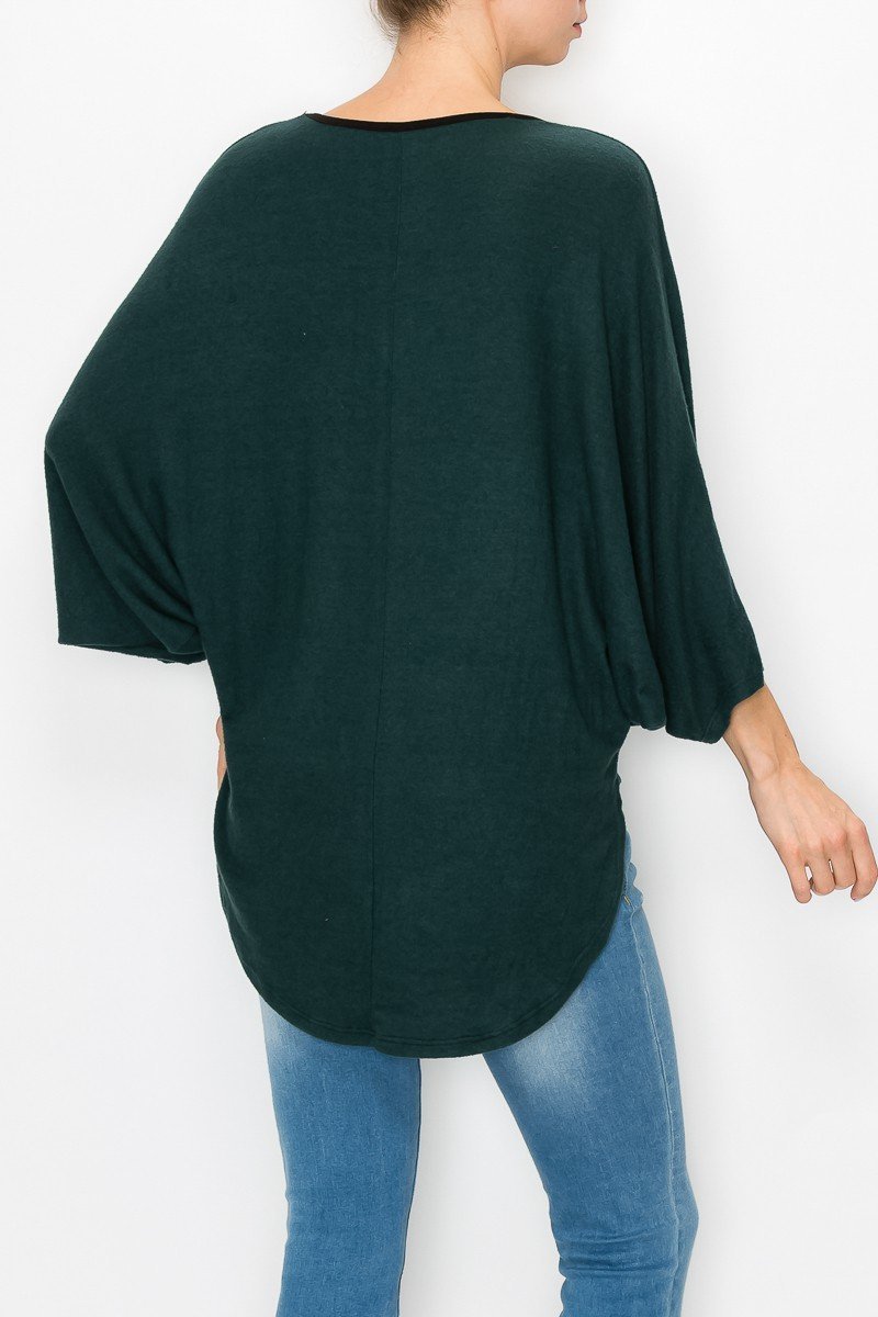 High and Low Round Neck Tunic Top - Green - My She Shop