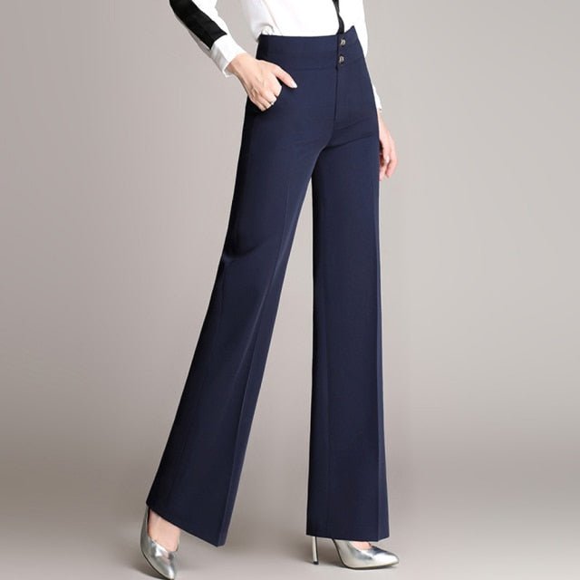 High Waist Button-Fly Bell Bottom Pants - My She Shop