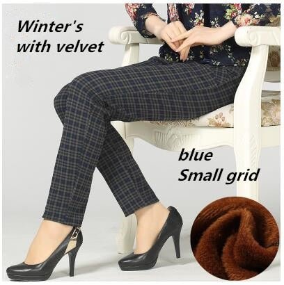 High Waist Winter Poly-Spandex & Wool Choice Mid-Rise Pocket Plus Size Pencil Pants - My She Shop