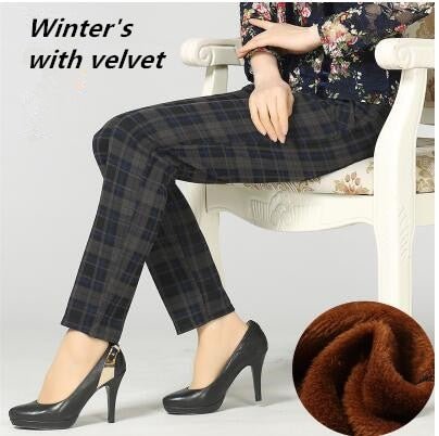 High Waist Winter Poly-Spandex & Wool Choice Mid-Rise Pocket Plus Size Pencil Pants - My She Shop