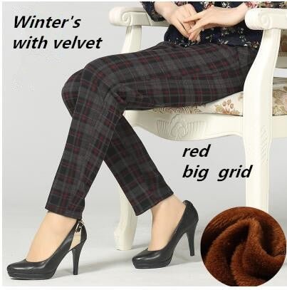 High Waist Winter Poly-Spandex & Wool Choice Mid-Rise Pocket Plus Size Pencil Pants - My She Shop