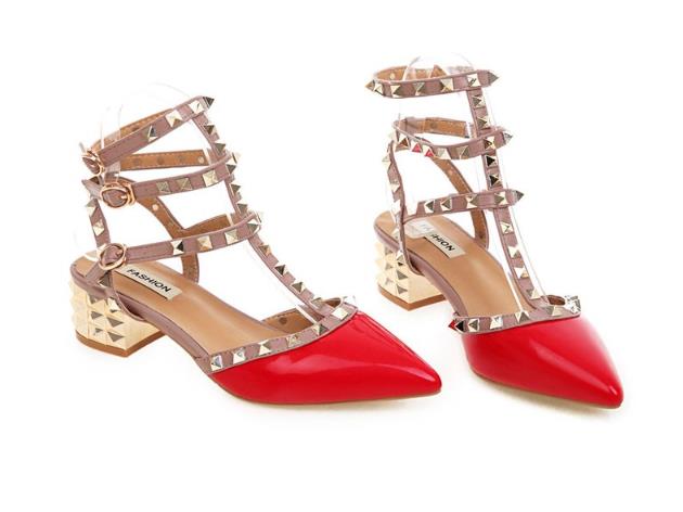 Hot Studded Pointed Toe Strappy Stiletto Shoes - My She Shop