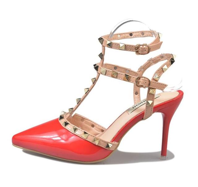 Hot Studded Pointed Toe Strappy Stiletto Shoes - My She Shop