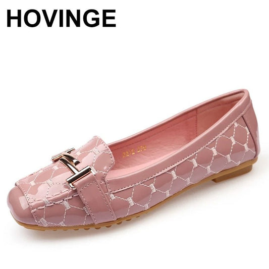 HOVINGE Hot Square Toe Patent Leather Loafer Shoes - My She Shop