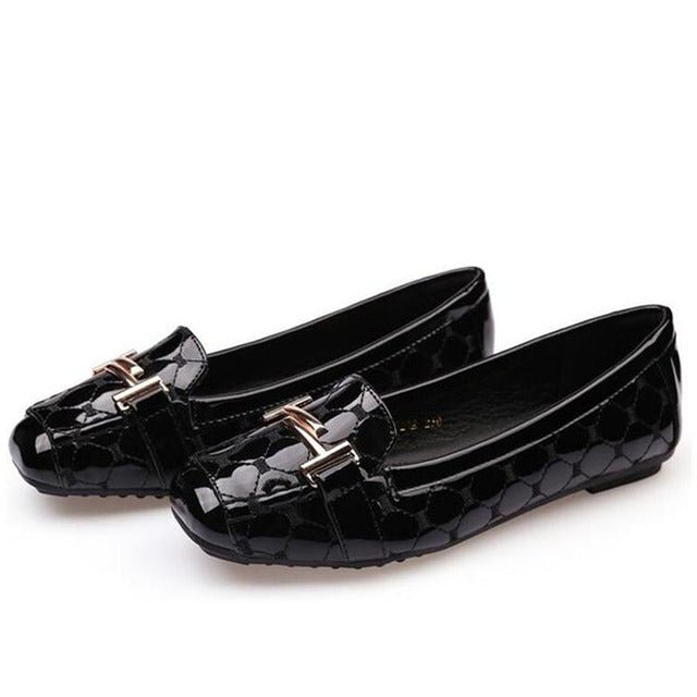 HOVINGE Hot Square Toe Patent Leather Loafer Shoes - My She Shop