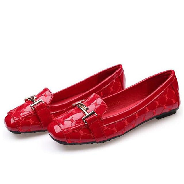 HOVINGE Hot Square Toe Patent Leather Loafer Shoes - My She Shop