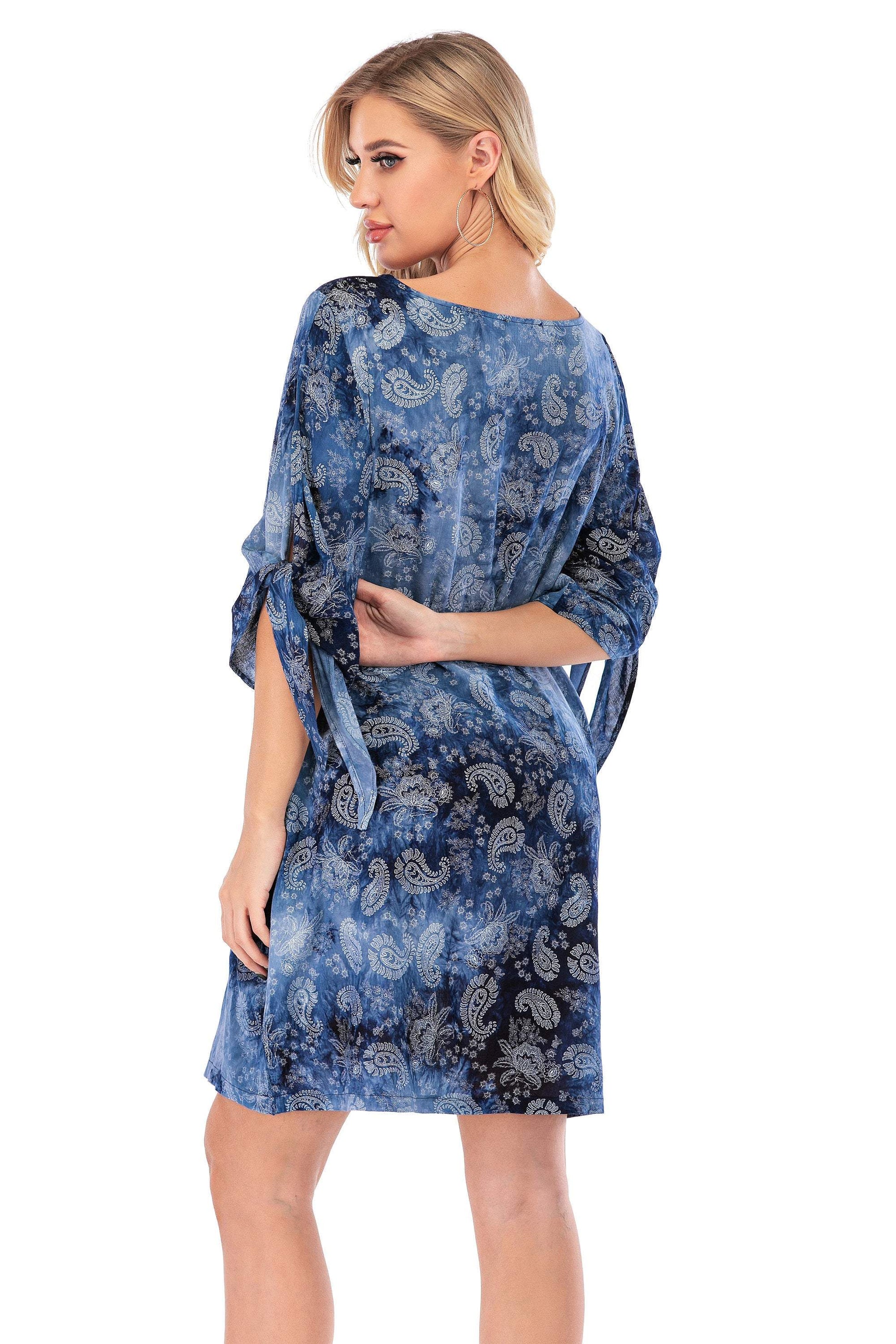 Calison Women's Summer Elbow-Sleeved Viscose Floral Dress - My She Shop