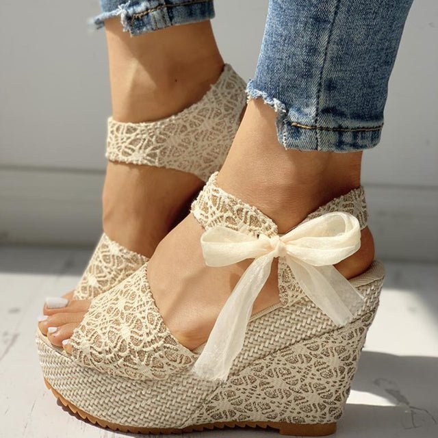 INS Lovely Lace Wooden Sandal Shoes - My She Shop