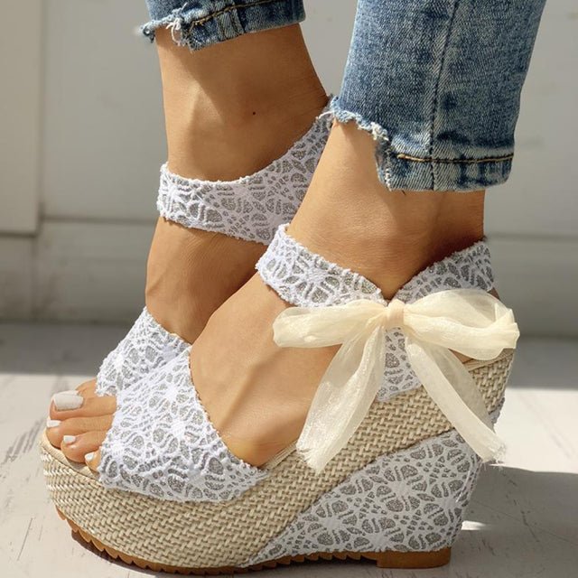 INS Lovely Lace Wooden Sandal Shoes - My She Shop