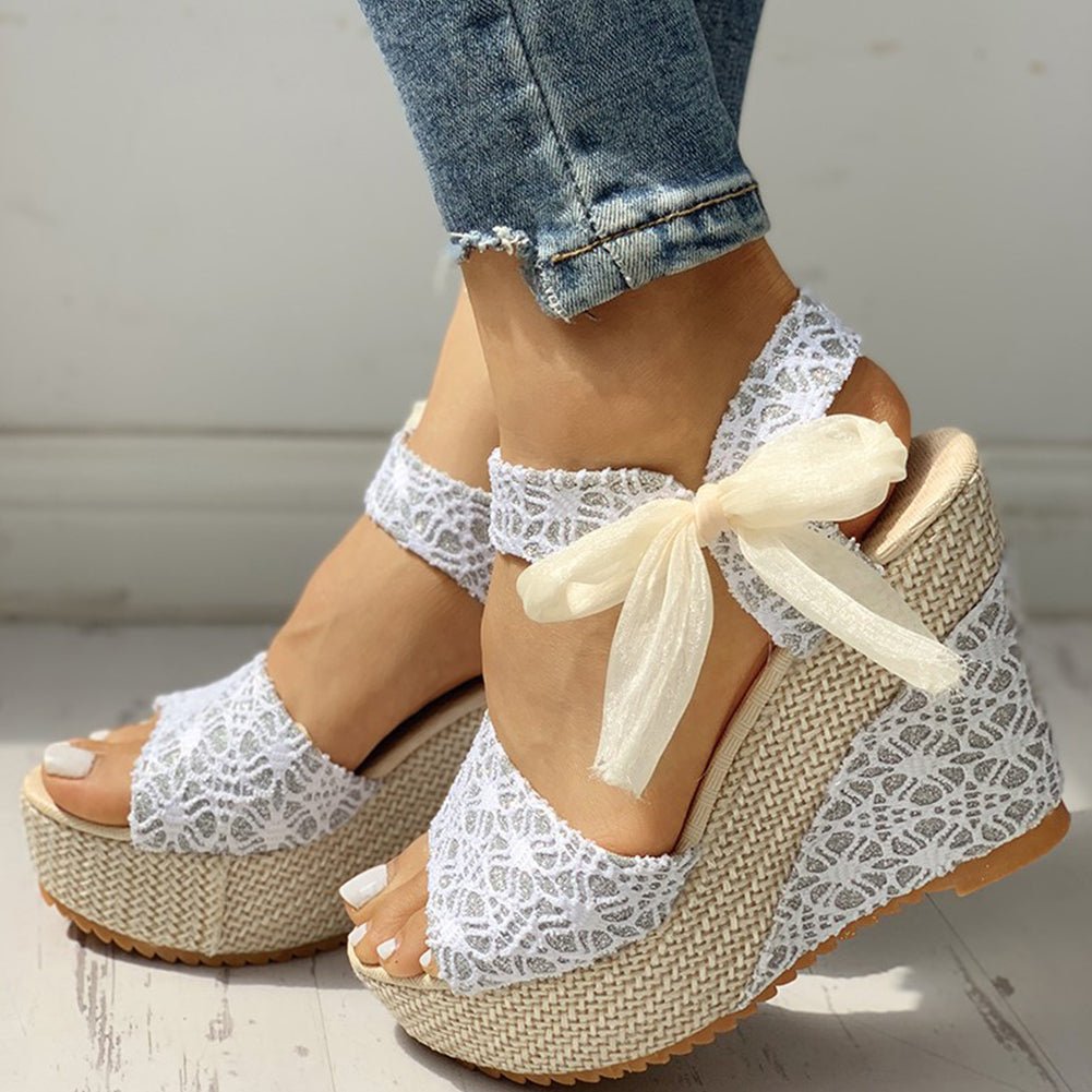 INS Lovely Lace Wooden Sandal Shoes - My She Shop