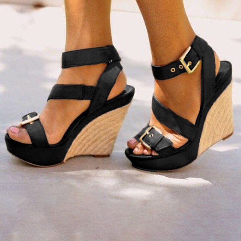 KAMUCC Platform Wedge Buckle Super High Sandal Shoes - My She Shop