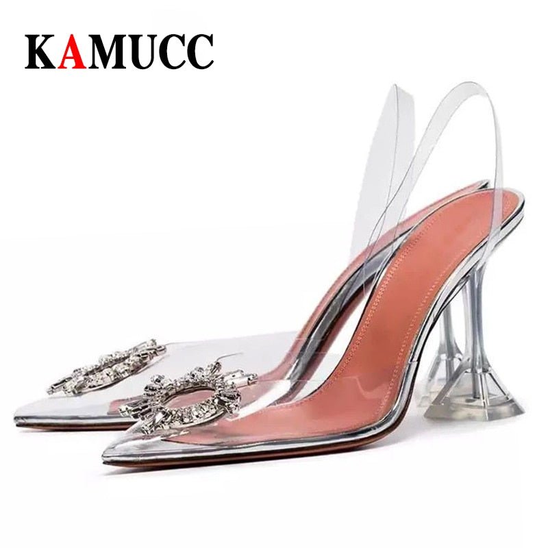 KAMUCC Transparent Crystal Thin Multi-Choice Heel Slingback Shoes - My She Shop