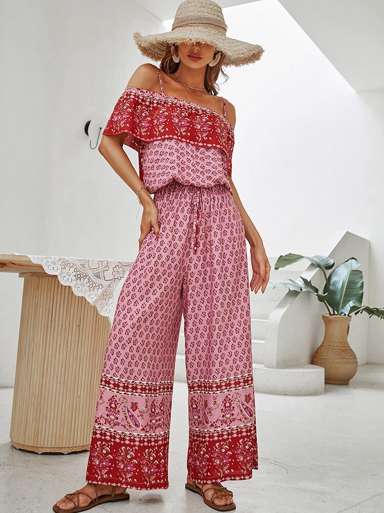 KHALEE YOSE Boho-Style Sleeveless Drawstring Pants Suit - My She Shop