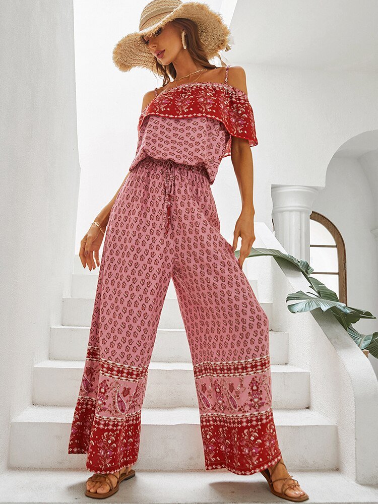 KHALEE YOSE Boho-Style Sleeveless Drawstring Pants Suit - My She Shop