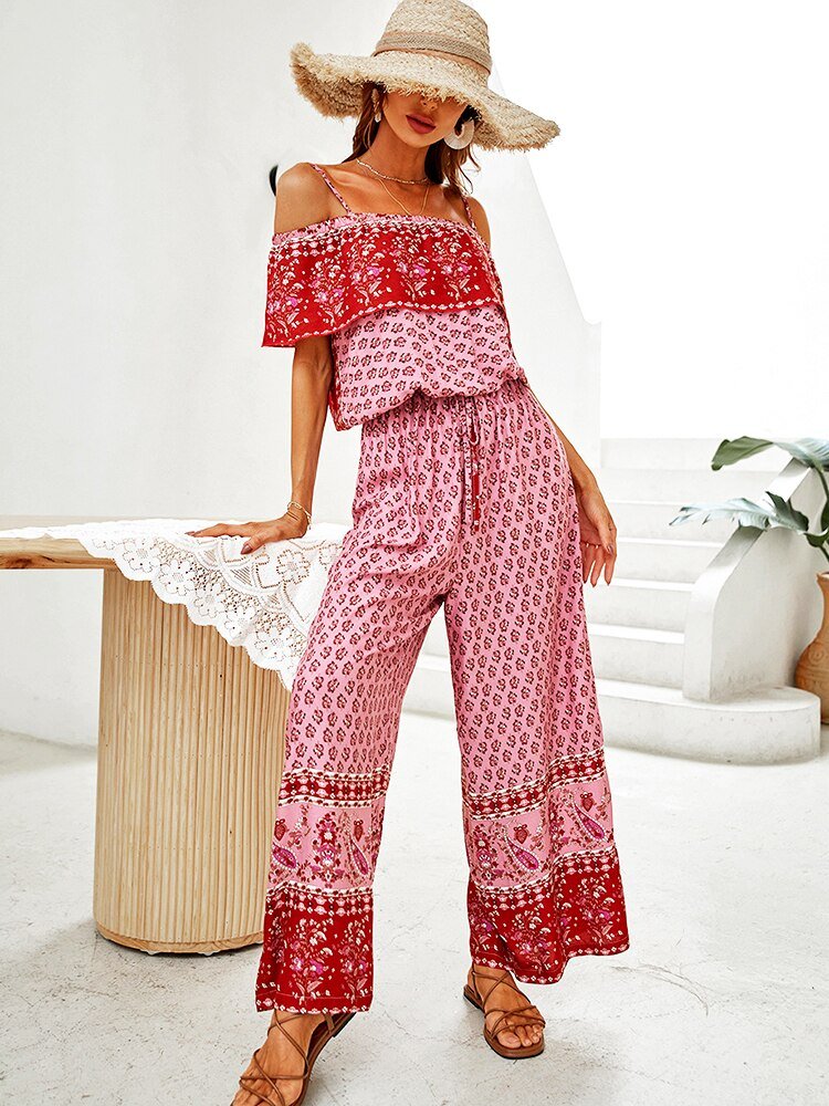 KHALEE YOSE Boho-Style Sleeveless Drawstring Pants Suit - My She Shop