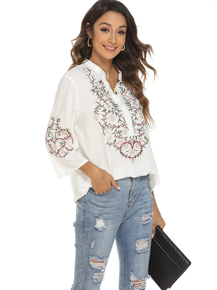 KHALEE YOSE Embroidery White Top - My She Shop