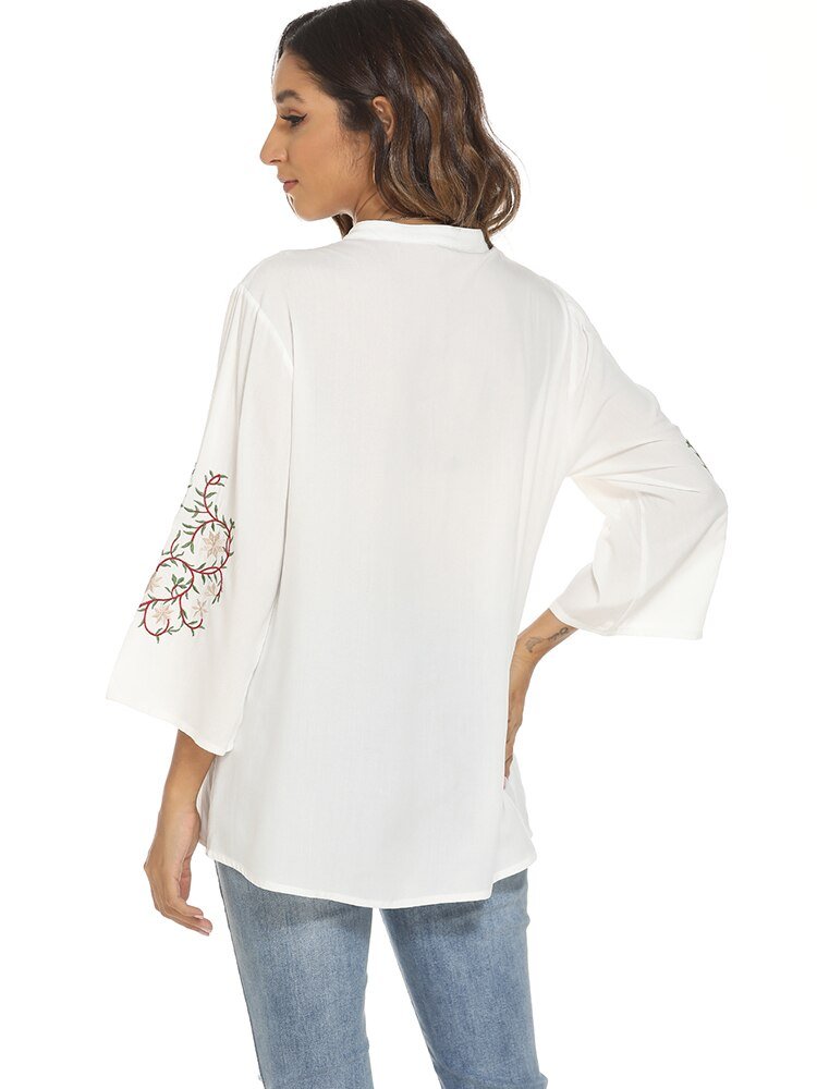 KHALEE YOSE Embroidery White Top - My She Shop