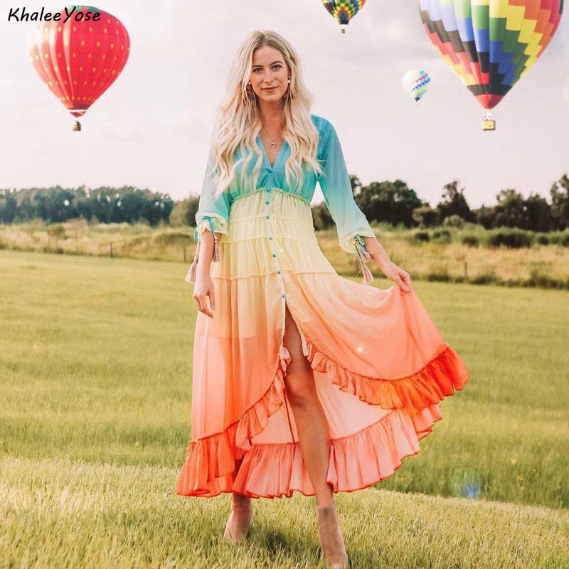 KHALEE YOSE Rainbow Maxi Dress - My She Shop