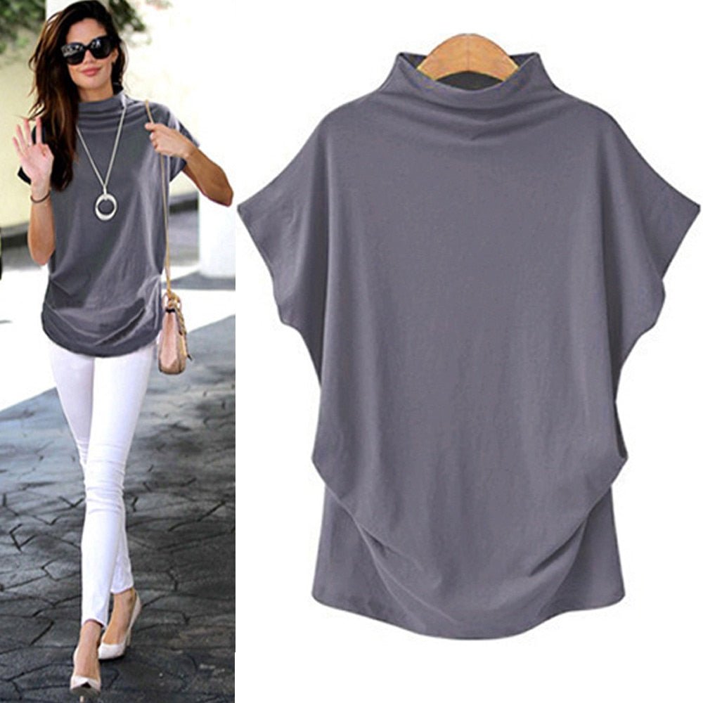 KYKU High Neck Batwing Sleeve Blouse - My She Shop