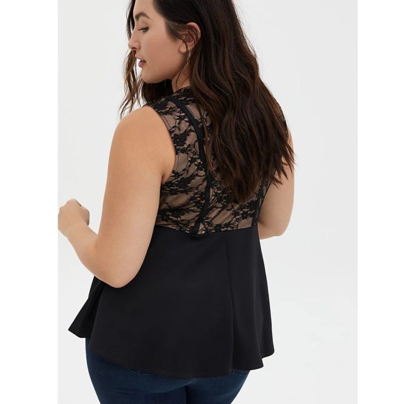 Lacey Mesh Sleeveless Poly-Spandex Blend Plus Size Top - My She Shop