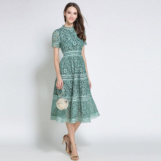 LADY LAIXI Lovely Lace Hollow-Out A-Line Dress - My She Shop