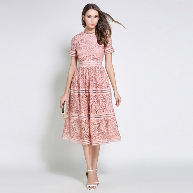 LADY LAIXI Lovely Lace Hollow-Out A-Line Dress - My She Shop