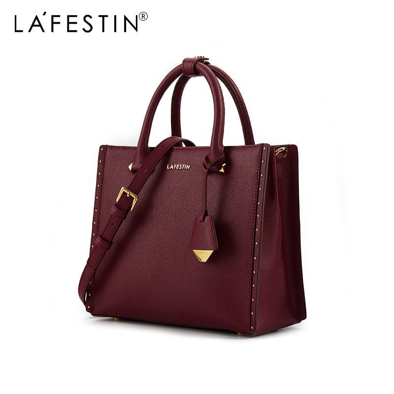 LA'FESTIN Lovely Leather Large Capacity Zipper Closure Crossbody Handbag Shoulder Bag - My She Shop