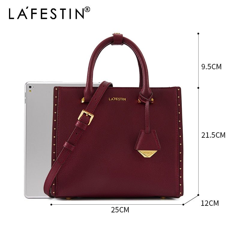 LA'FESTIN Lovely Leather Large Capacity Zipper Closure Crossbody Handbag Shoulder Bag - My She Shop