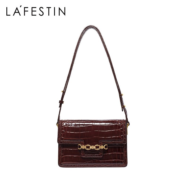 LA'FESTIN Lovely Split Leather Clasp Closure Clutch Handbag Shoulder Bag - My She Shop