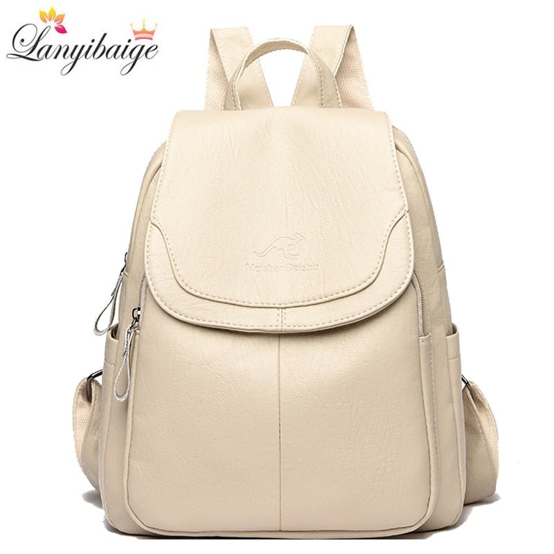 LANYIBAIGE Luxury Soft Split Leather Large Capacity Backpack - My She Shop