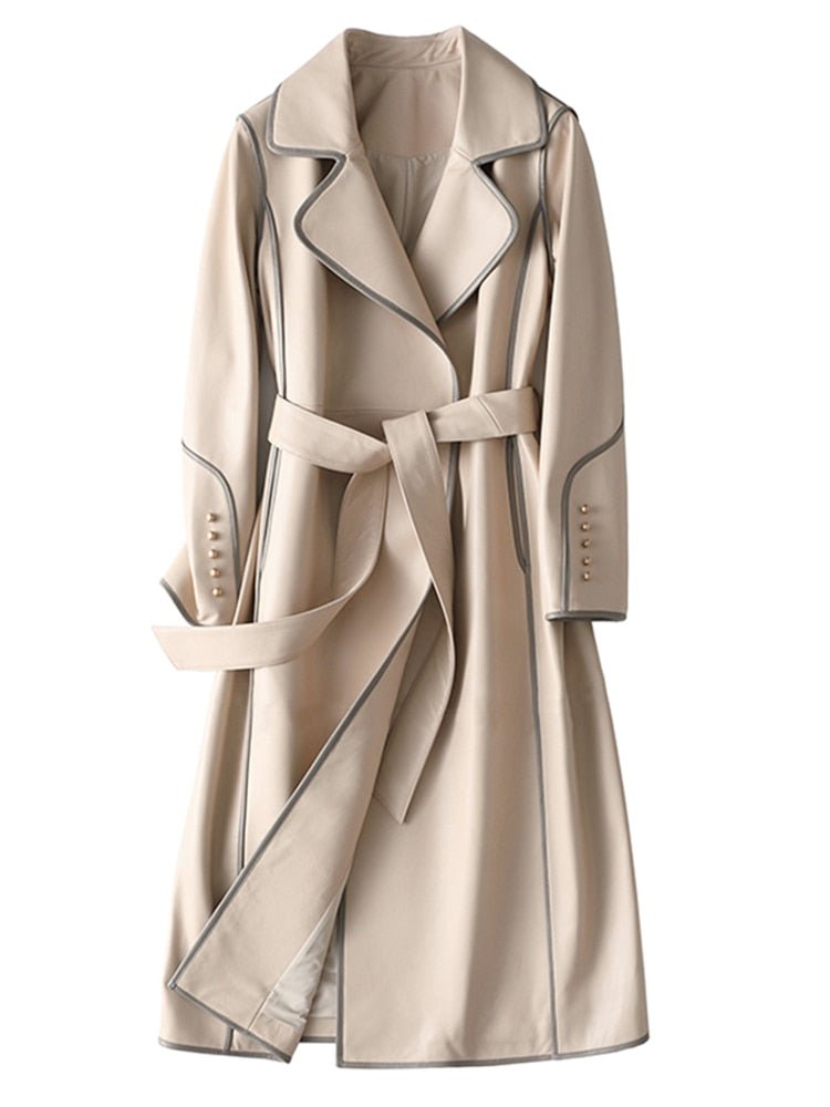 Lautaro Lovely Faux Leather Trench Coat - My She Shop