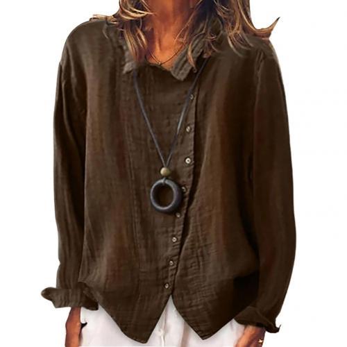 Leeza's Fave Off Center Button Down Long Sleeve Cotton Linen Shirt - My She Shop