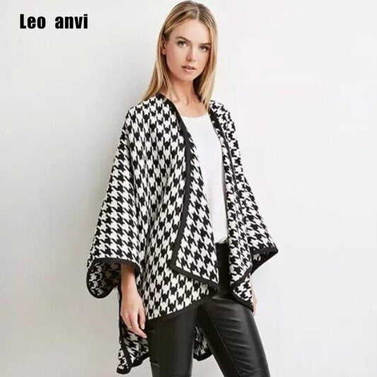 LEO ANVI Solid Thick Cotton and Bamboo Fiber Poncho Jacket - My She Shop